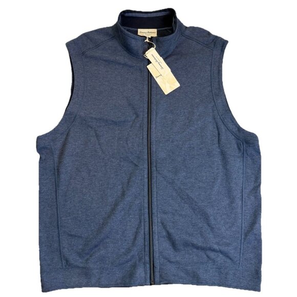 Tommy Bahama XXL Men's Reversible Full Zip Sweater Vest Flip Coast Blue NWT - Picture 1 of 9
